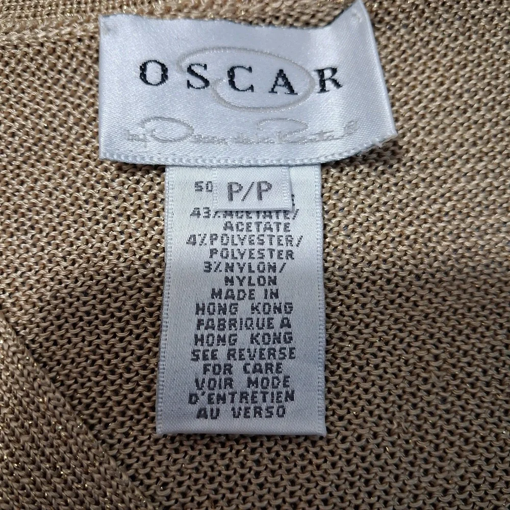 Vintage‎ Oscar De La Renta Gold Metalic Knit Cardigan Old Money Heritage Sz P/P